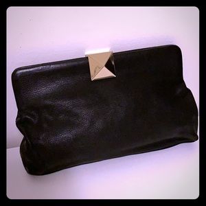 Kate Spade Black Leather Clutch with Chain